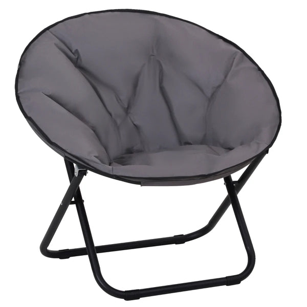 Grey Portable Padded Saucer Moon Chair for Outdoor Activities