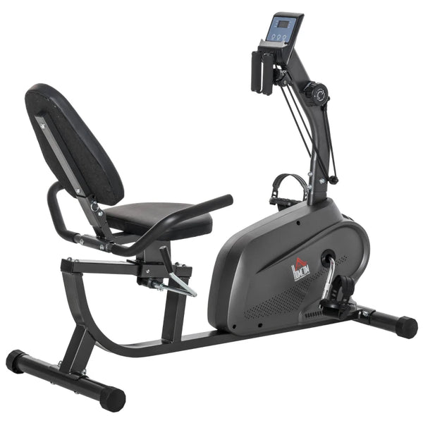 Black Magnetic Resistance Recumbent Exercise Bike with LCD Monitor