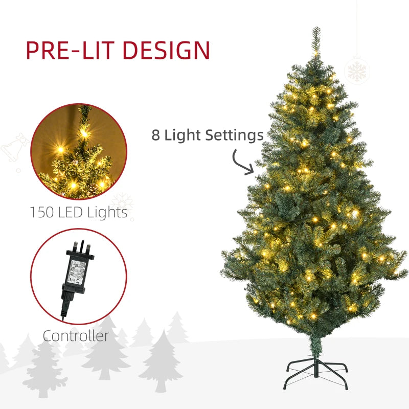 6ft Pre-lit Green Christmas Tree with Warm White LED Lights