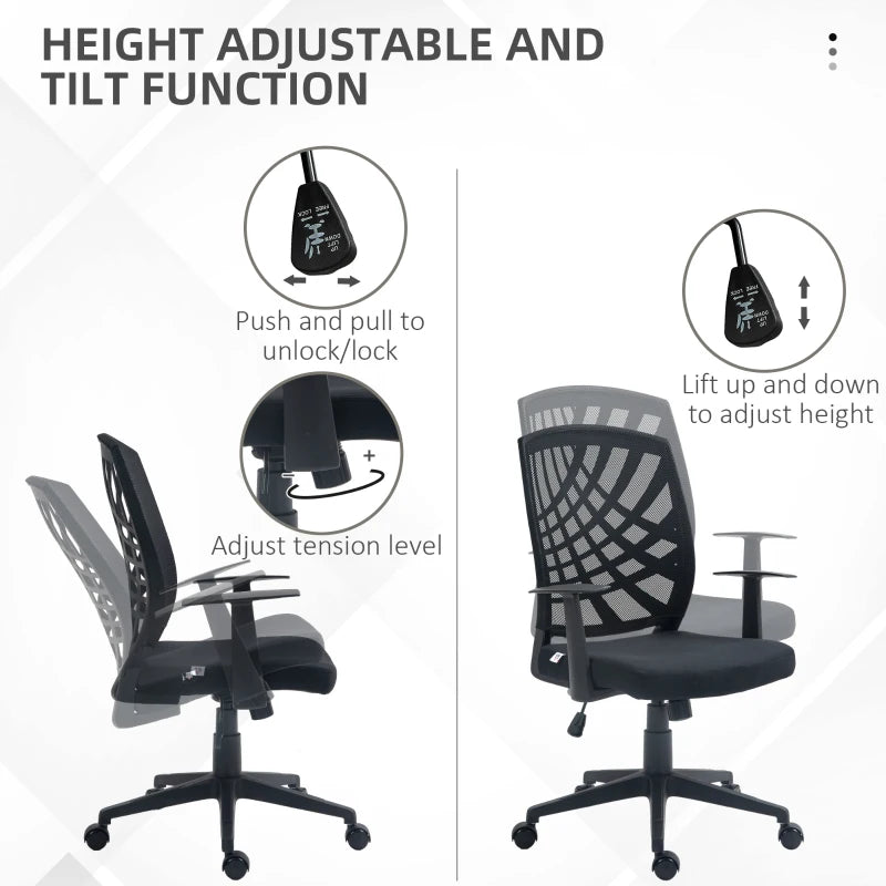 Adjustable Black Home Office Chair - 97.5-106.5cm