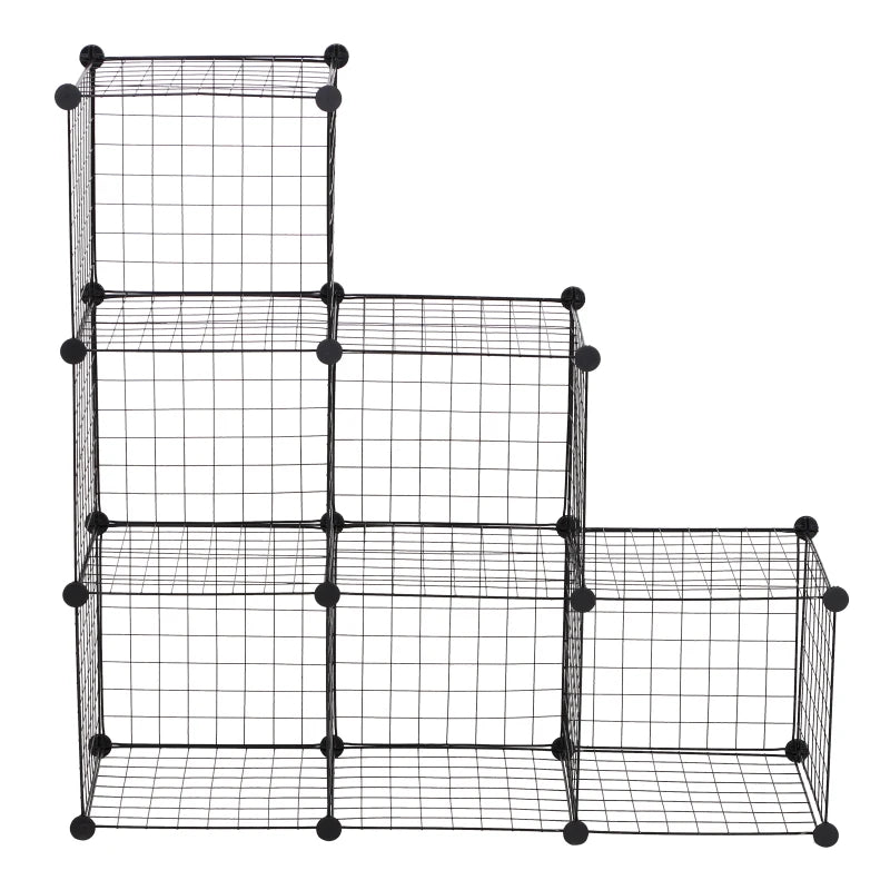 Black 6-Cube Metal Wire Storage Cabinet Organizer