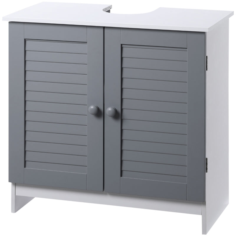 Grey & White Under Sink Bathroom Storage Cabinet with Adjustable Shelf