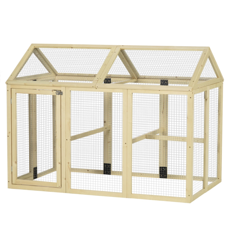 Large Wooden Chicken Run & Coop - Natural Wood Finish