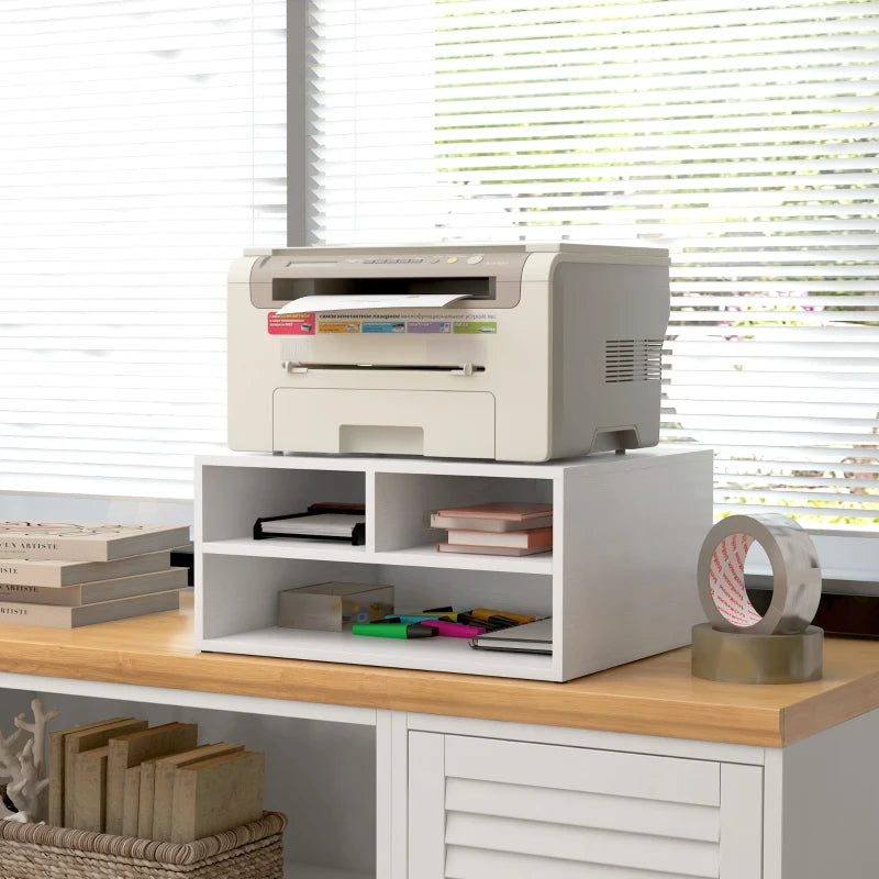 White 3-Compartment Printer Storage Cabinet