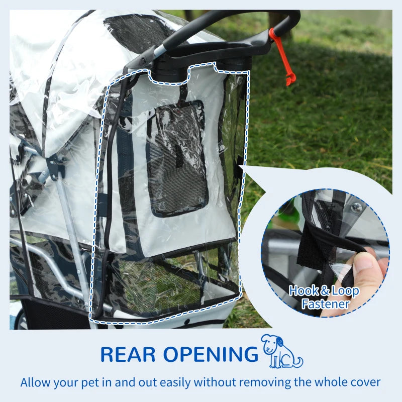 Waterproof Dog Stroller Cover, Rear Entry Rain Shield for Pet Pram