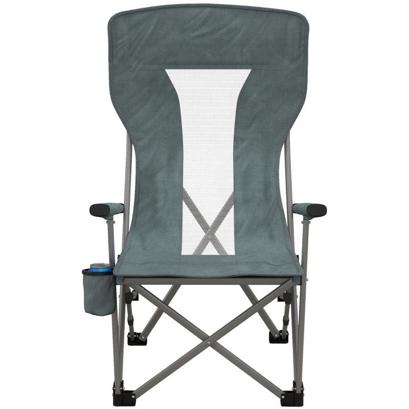 Blue Folding Camp Chair with Cup Holder - Portable & Sturdy for Camping, Festivals, Garden, Fishing