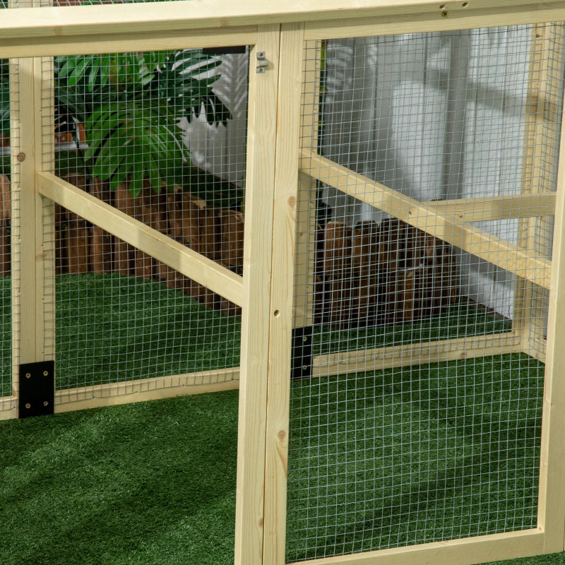 Large Wooden Chicken Run & Coop - Natural Wood Finish