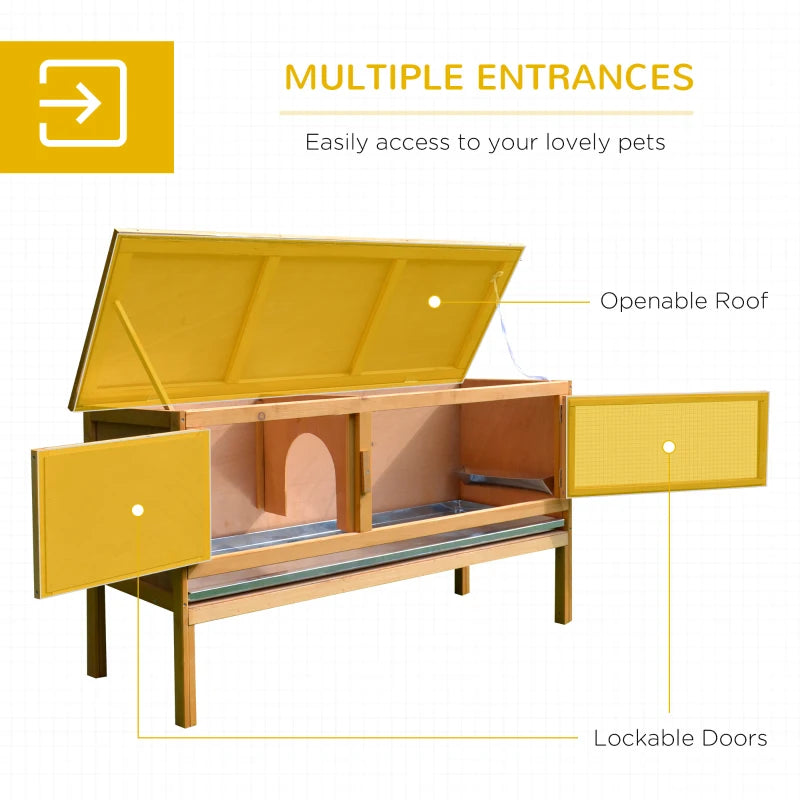 Outdoor Small Animal Hutch with Openable Roof, Grey, 115 x 44 x 65 cm