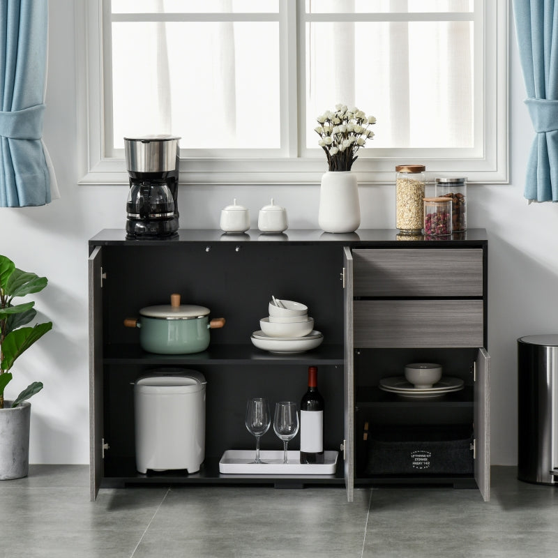 Modern 2-Drawer Side Cabinet in Light Grey and Black