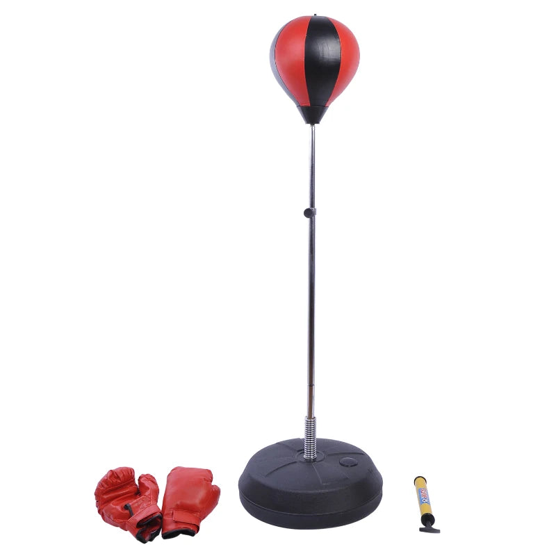 Kids Adjustable Height Boxing Punch Ball Set - Blue - Gloves & Pump Included