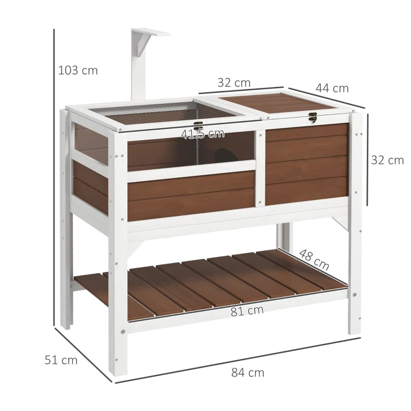 Wooden Tortoise Habitat with Shelter, Run, Shelf, Lamp Holder, Tray - Natural Wood