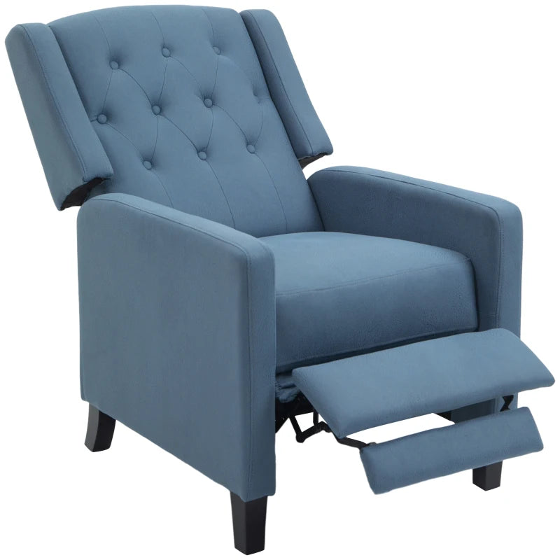 Deep Blue Wingback Recliner Chair with Leg Rest