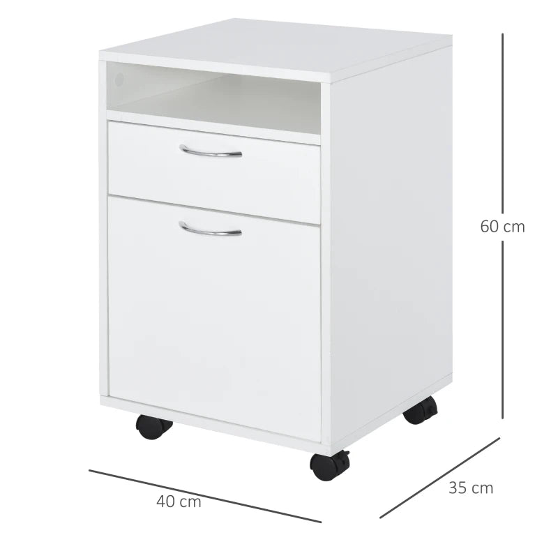 White 60cm Storage Cabinet with Drawer and Open Shelf