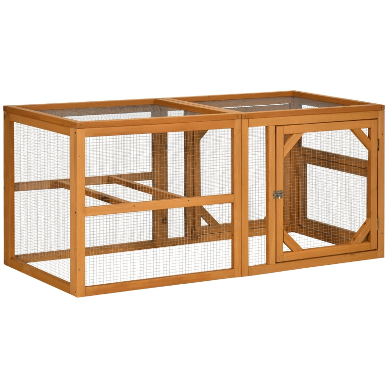 Wooden Chicken Coop with Perches and Doors - Natural Wood