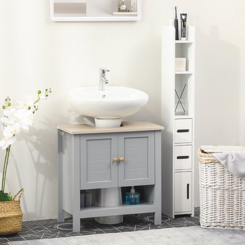 Grey Under Sink Storage Cabinet with Adjustable Shelf