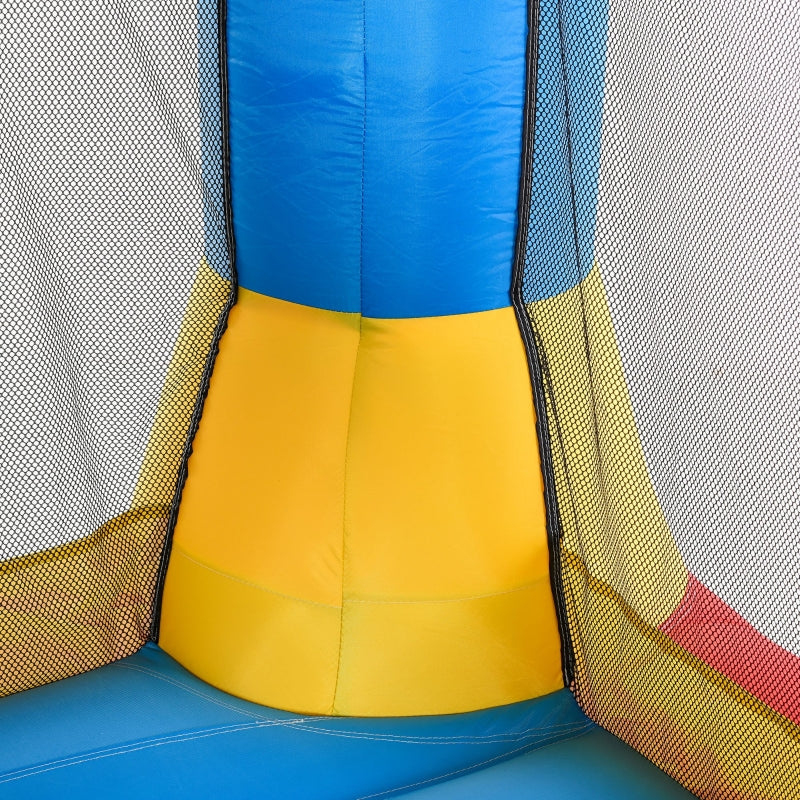 Blue Kids Football Inflatable Bouncy Castle Trampoline with Blower - Outdoor Garden Fun (Ages 3-8)