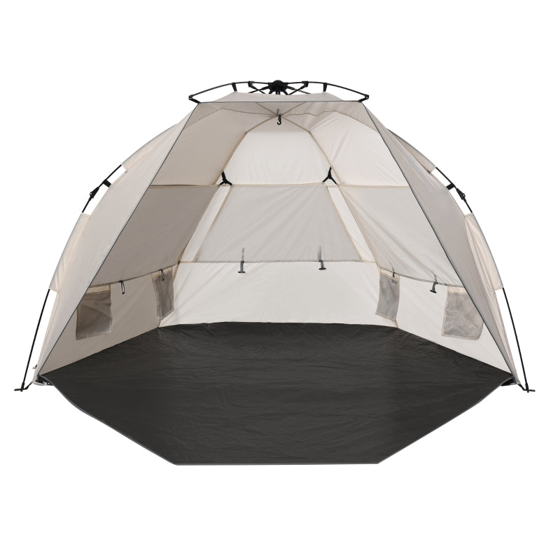 Portable Beach Tent for 1-2 People | Pop-up Design with Mesh Windows & Carry Bag | Cream