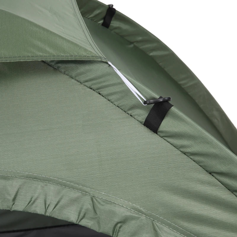 Camouflage 2-Person Camping Tent with Zipped Doors, Storage Pocket - Dark Green