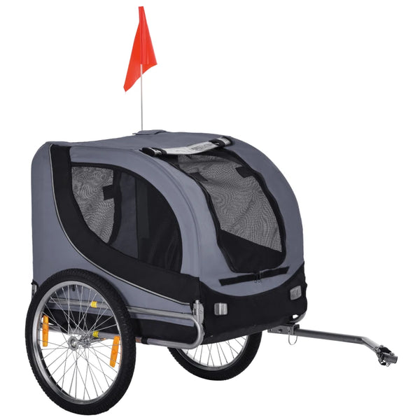 Steel Dog Bike Trailer Pet Carrier - Grey/Black