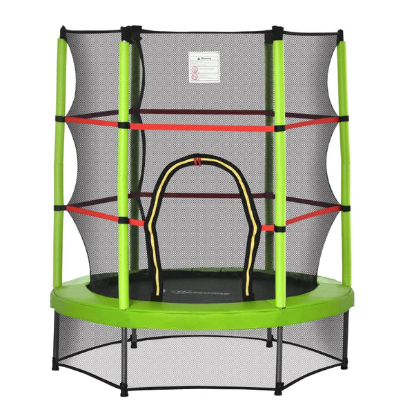 Green Kids Trampoline with Enclosure Net - 5.2FT Indoor Bouncer for Ages 3-6