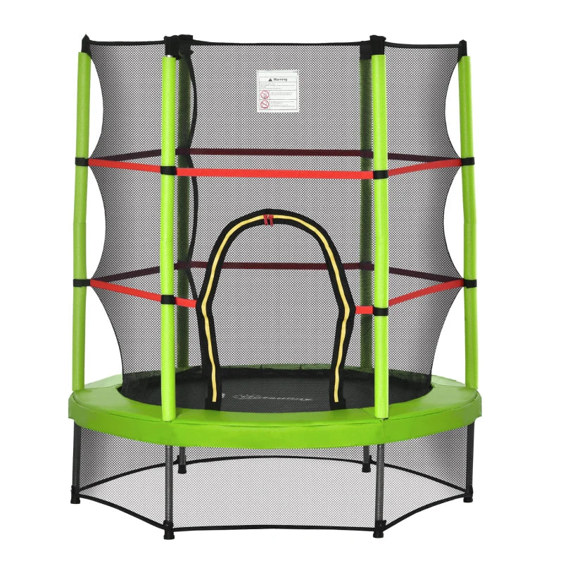 Green Kids Trampoline with Enclosure Net - 5.2FT Indoor Bouncer for Ages 3-6