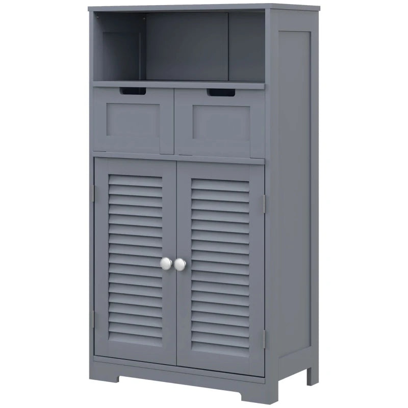 Grey Bathroom Storage Unit with Shelf, Drawers & Cupboard