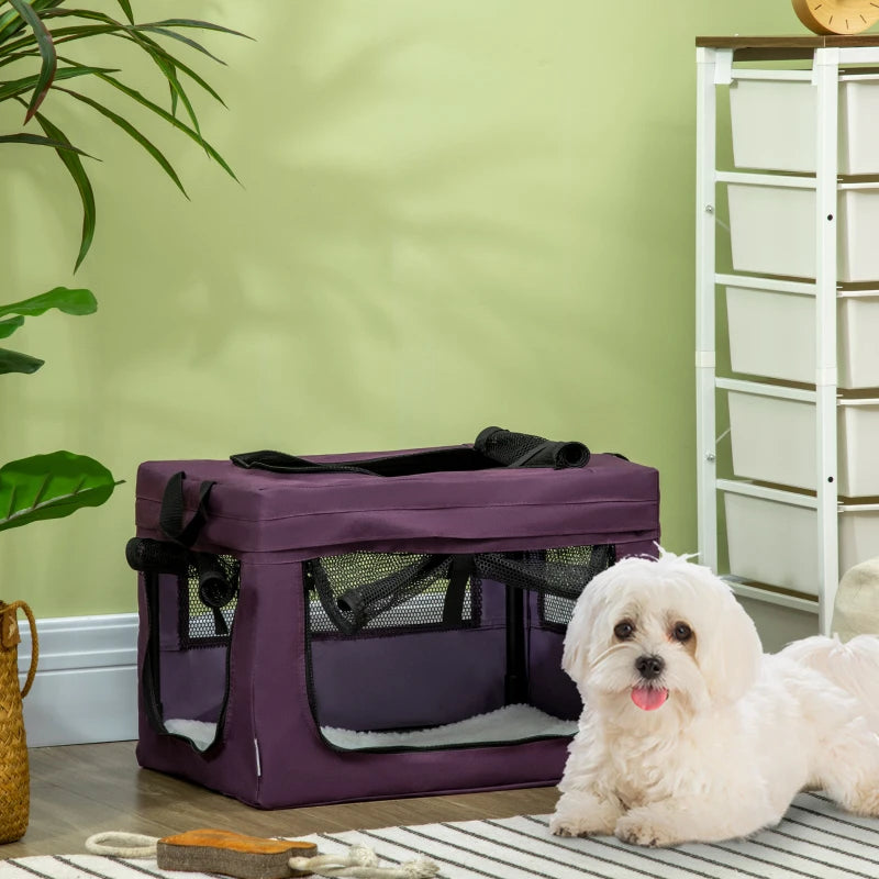 Purple Pet Carrier with Cushion for Miniature Dogs - 48.5cm