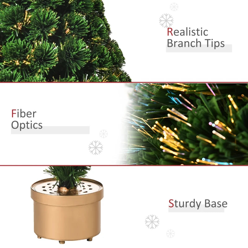 3FT Fiber Optic LED Christmas Tree - Multi-Color Lights, Green