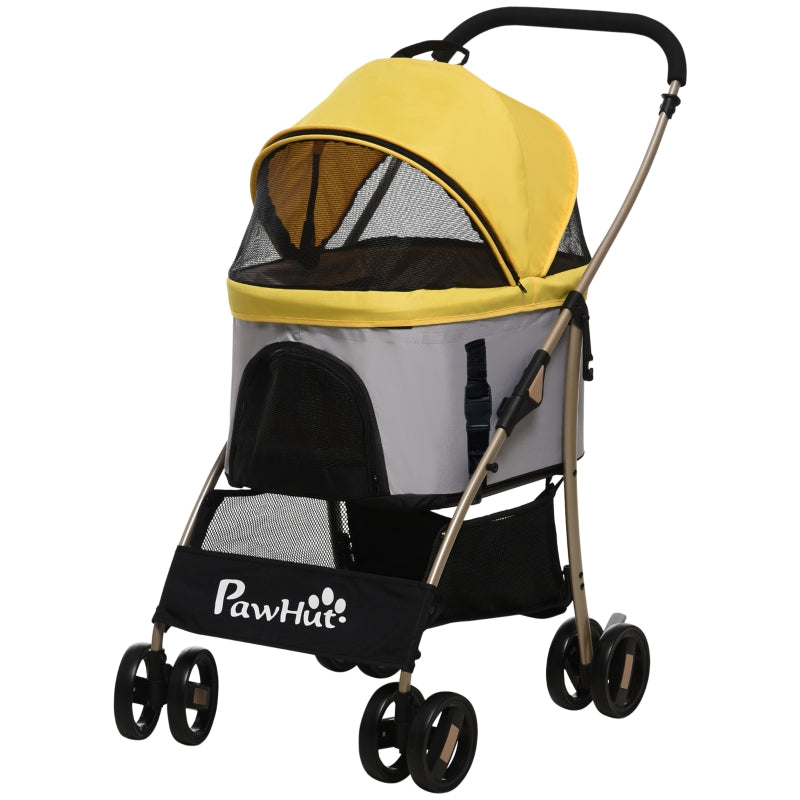 Yellow 3-in-1 Detachable Pet Stroller for Extra Small and Small Dogs