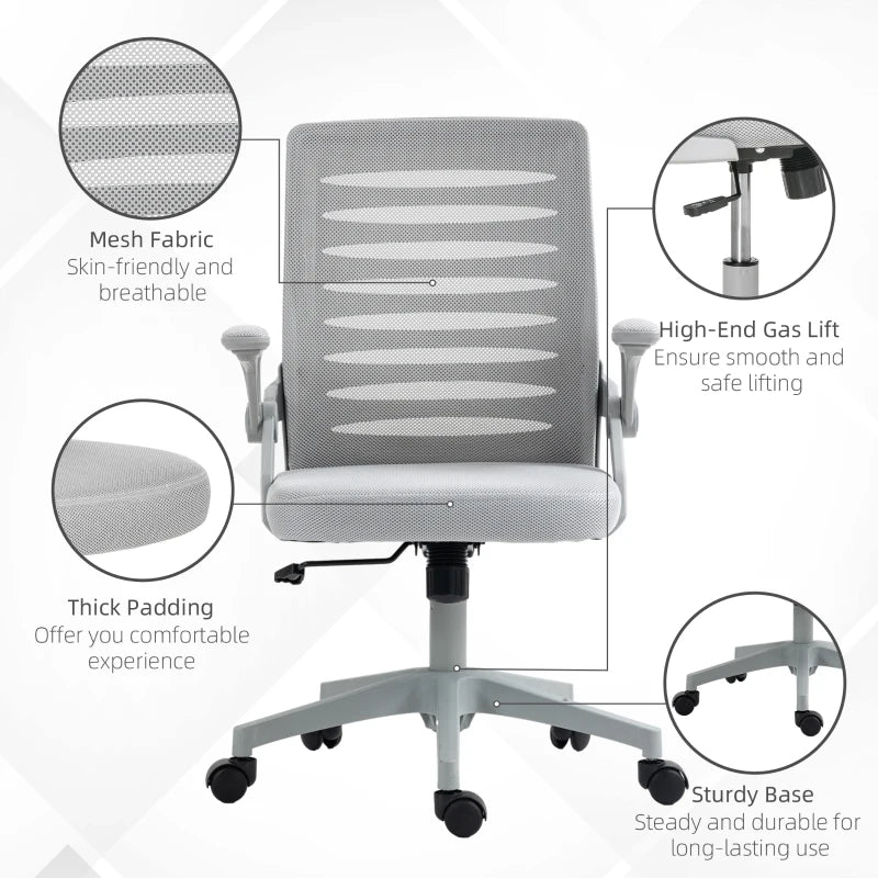 Grey Adjustable Height Mesh Back Work Chair - 44-53.5cm