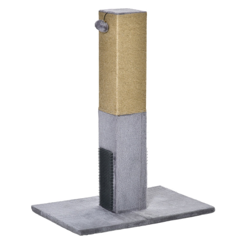 Grey Cat Tree Scratching Post with Dangling Toy