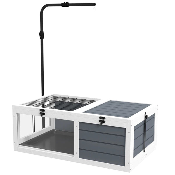 Grey Tortoise Table with Adjustable Lamp Holder and Pull-Out Trays