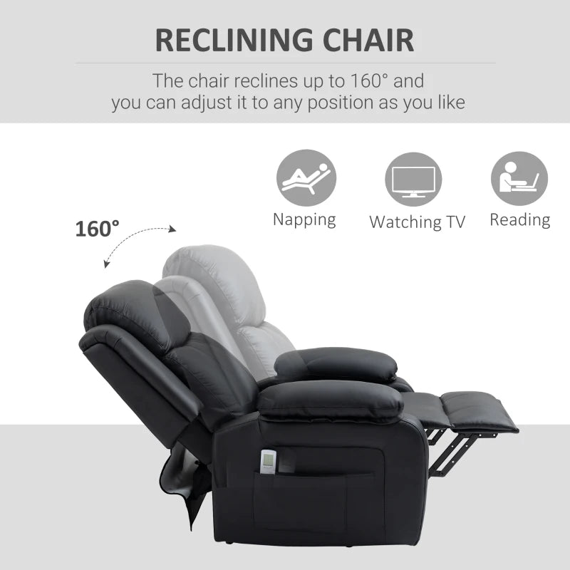 Black Electric Power Lift Recliner Chair with Vibration Massage and Remote Control