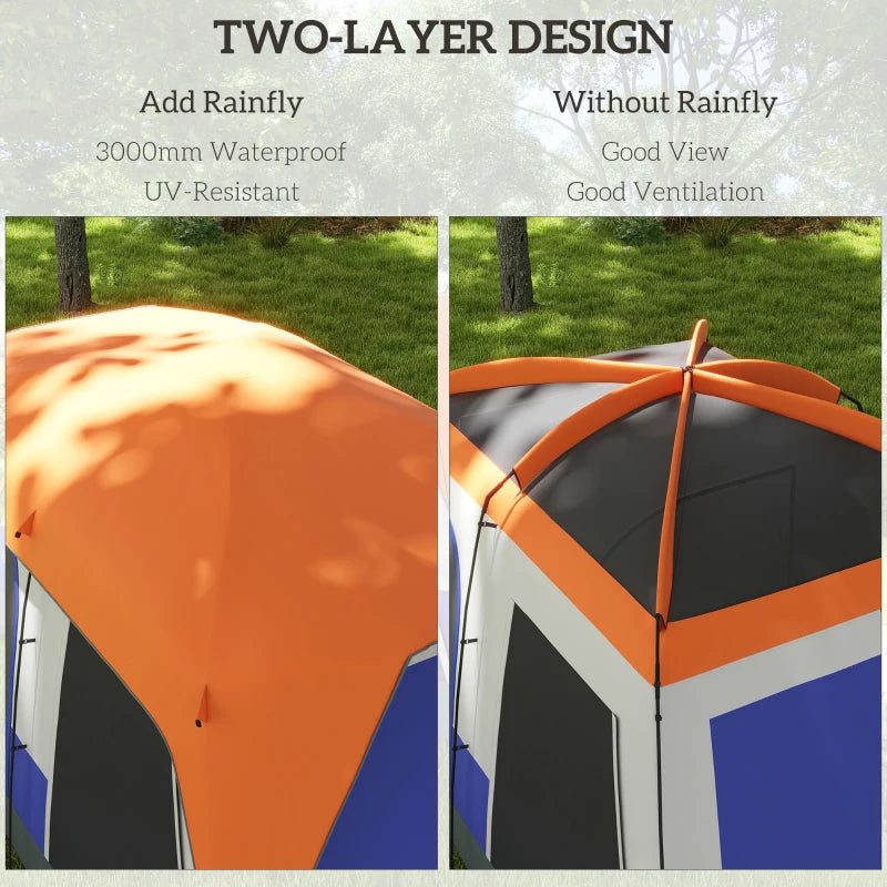 Orange 7-Person Camping Tent with Rainfly & Accessories