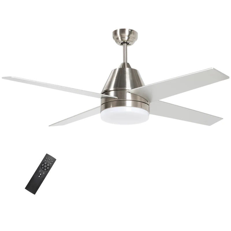 Silver and Black LED Ceiling Fan with Remote Control