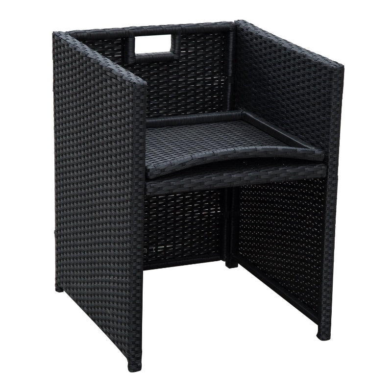 5-Piece Black Rattan Garden Furniture Set with Cushions