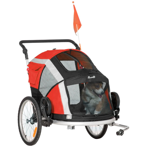 Red Dog Bike Trailer & Stroller Combo for Large Pets