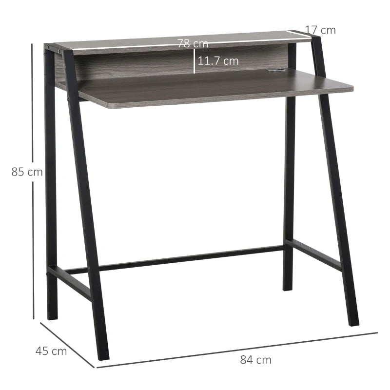 Grey Home Office Writing Desk with Storage Shelf 84x45cm