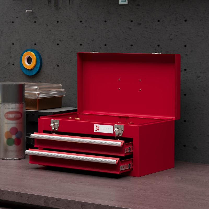 Red Metal 2-Drawer Tool Chest with Lockable Latches