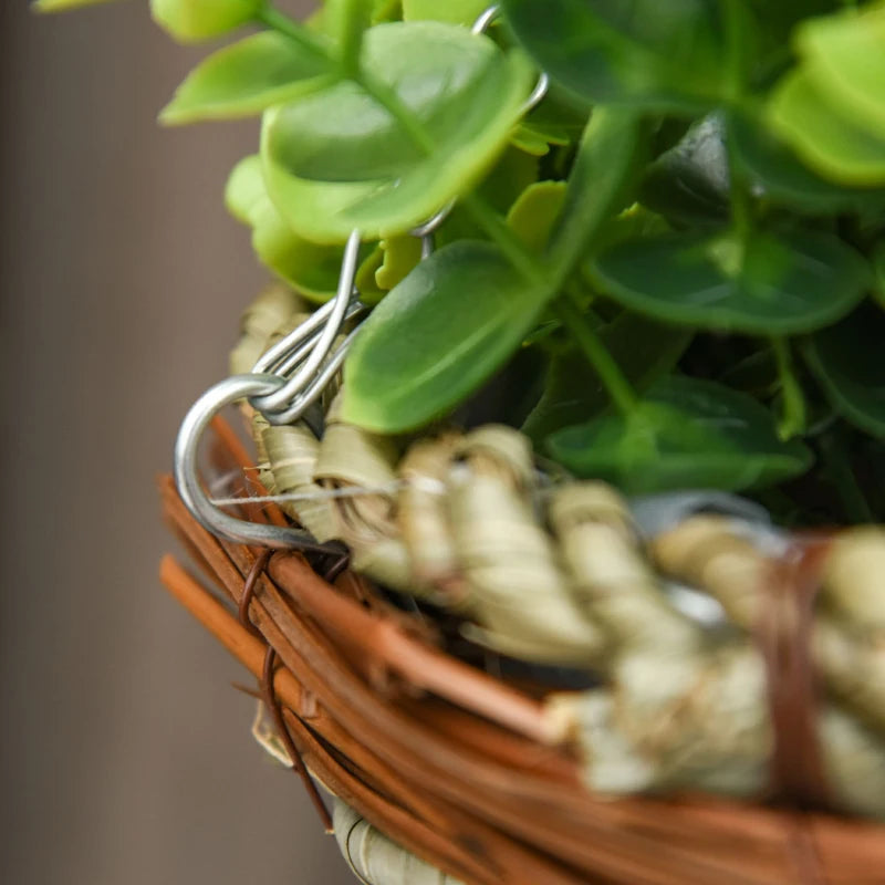 Set of 2 Purple Artificial Clematis Hanging Planters