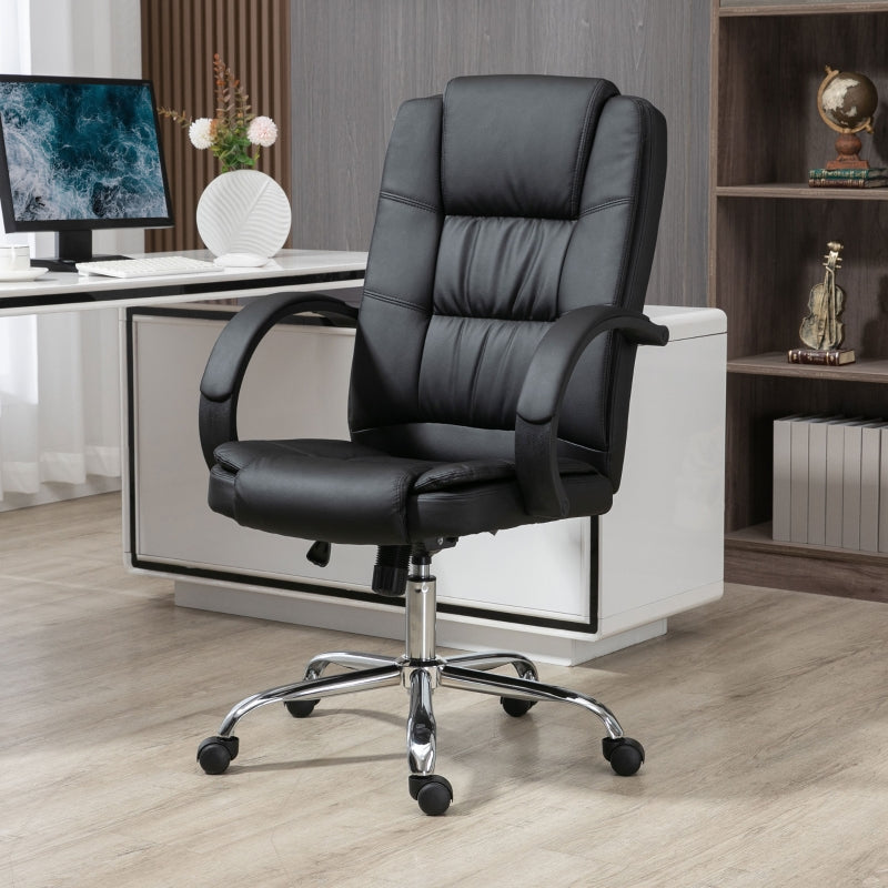 Black PU Leather Office Swivel Chair with Adjustable Height