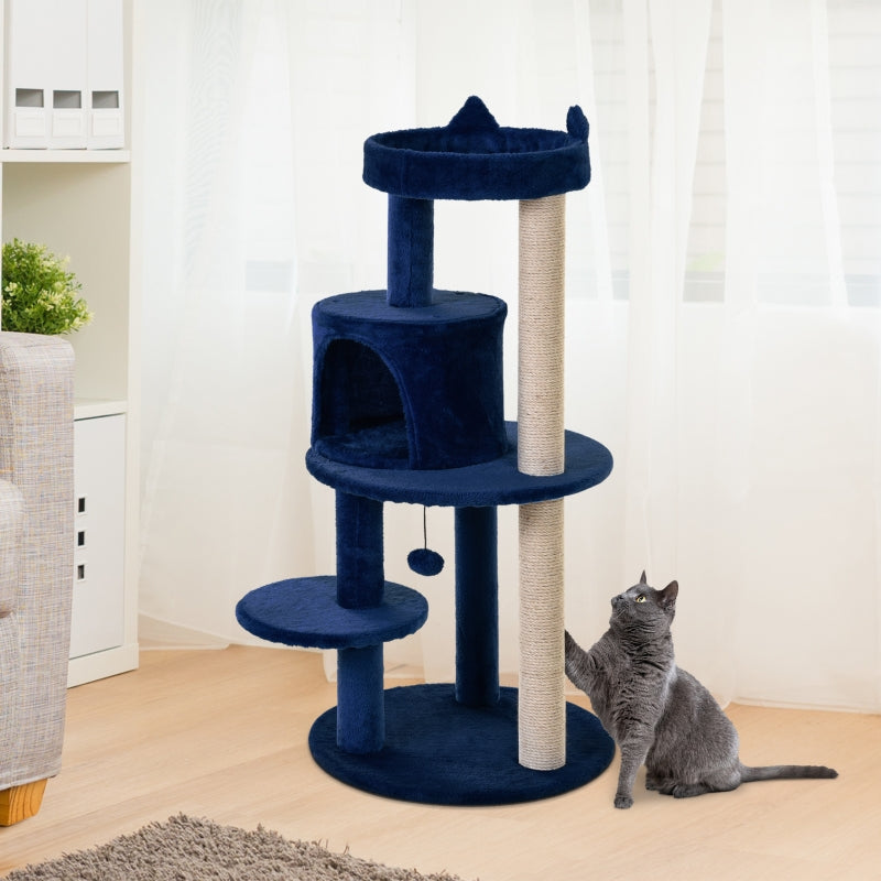 Blue Cat Tree Tower with Scratching Posts and Perches