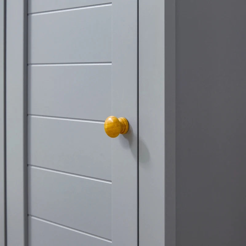 Grey Bathroom Storage Cabinet with 3 Tier Shelf and Cupboard