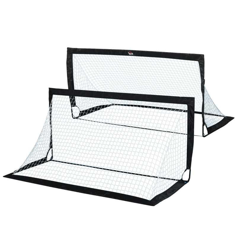 Black Foldable 6x3 ft Soccer Goal Net Set - 2 Pack