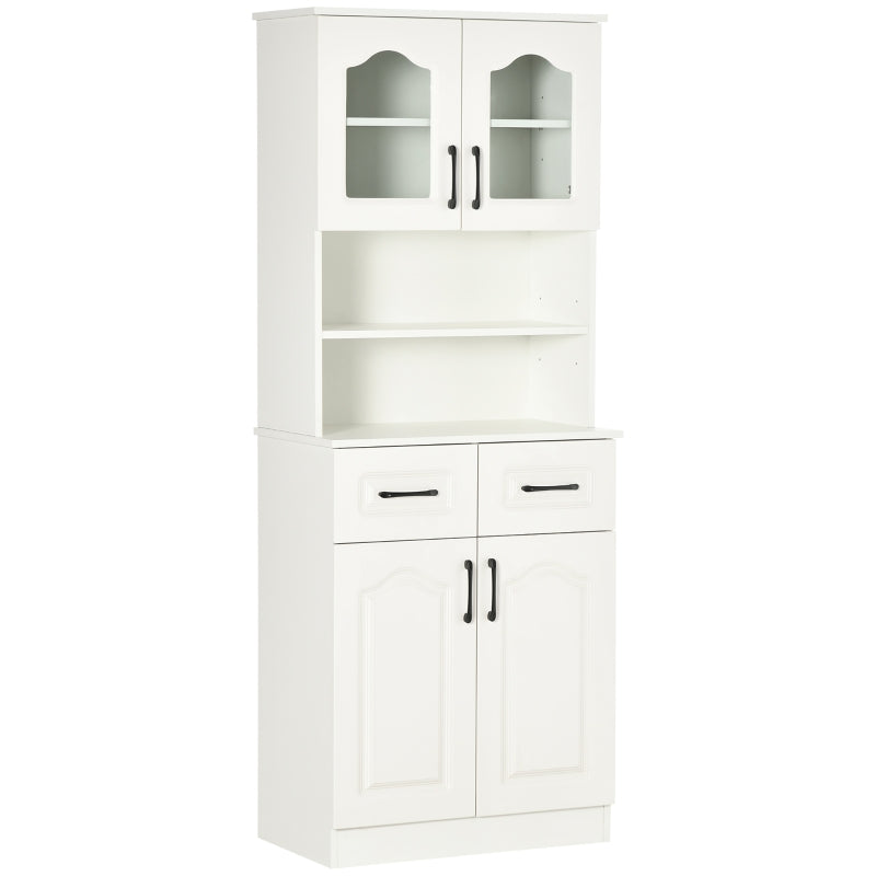 White Freestanding Kitchen Storage Cabinet with Drawers and Shelves