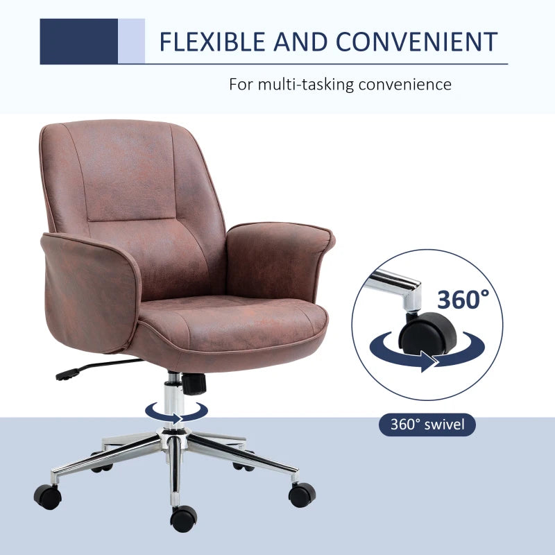 Red Swivel Office Desk Chair with Armrest and Wheels