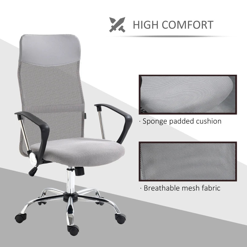 Light Grey Ergonomic Mesh Office Chair with Adjustable Height & Tilt