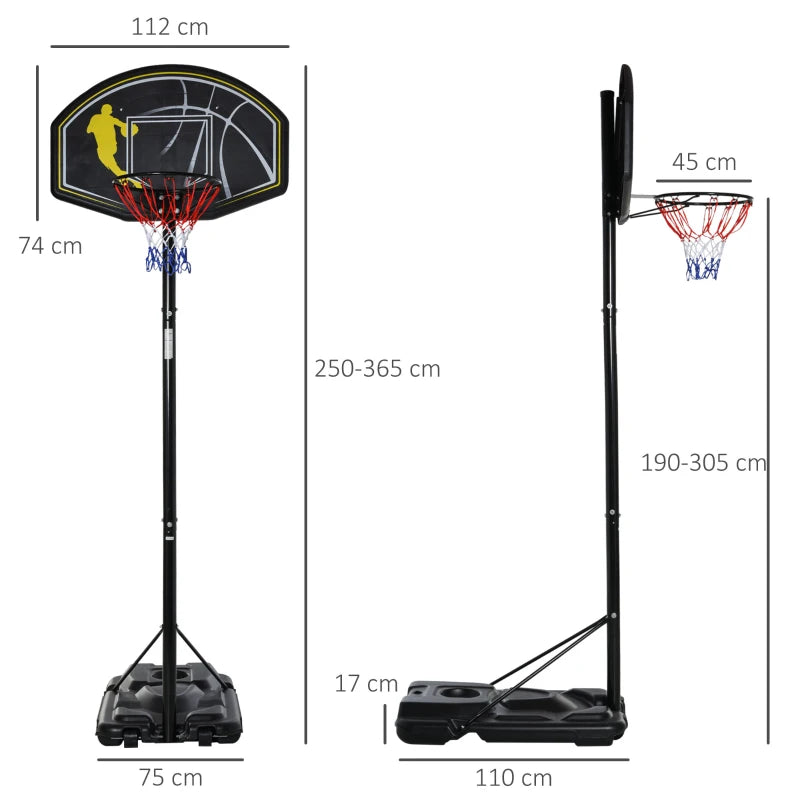 Adjustable Garden Basketball Stand - Black, Portable & Free Standing