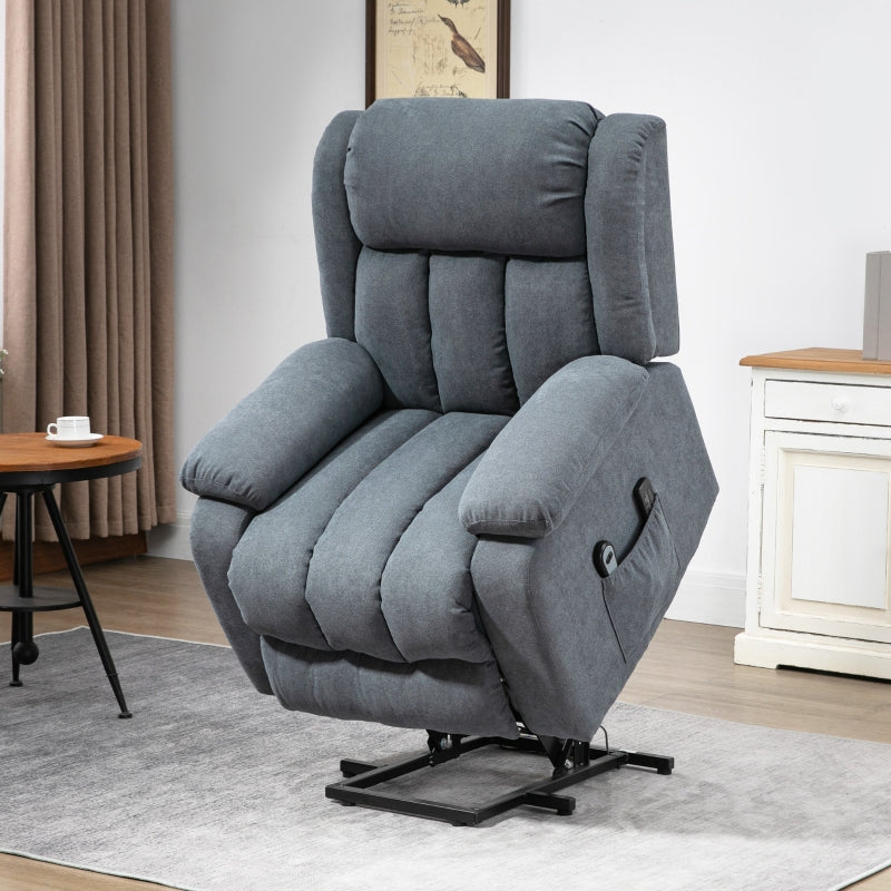 Dark Grey Elderly Recliner Chair with Massage and Lift Function