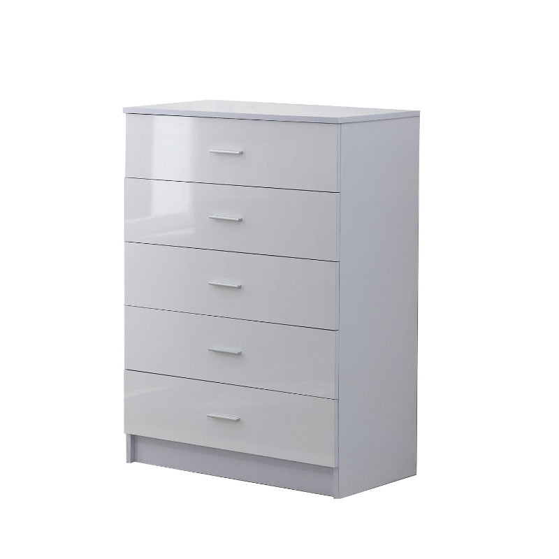 White High Gloss 3-Piece Bedroom Furniture Set: Wardrobe, Chest of Drawers, Bedside